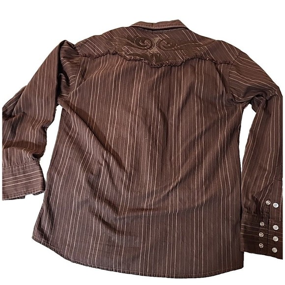 VINTAGE FRANKY MAX Pearl Snaps CLUB SHIRT ROCKABILLY VELOUR EMBOSSED MENS Large - Picture 5 of 8